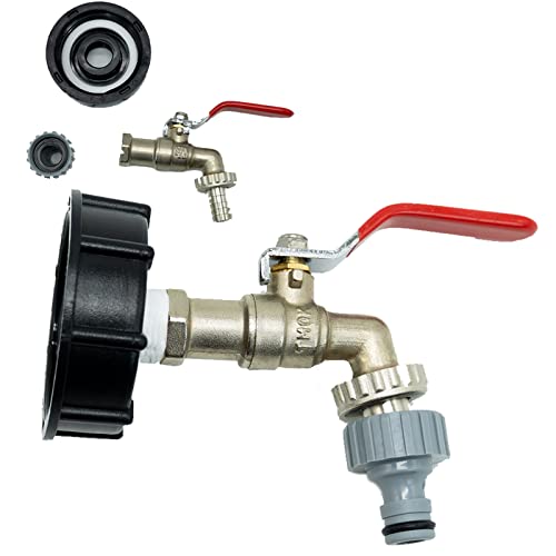 LAMXD IBC Tankadapter IBC Tote Tank Ablaufadapter Wassertank Hahnanschluss S60X6 auf Messing Gartenhahn mit 1/2 Zoll Schlauchverschraubung Öl Kraftstoff Wasser von LAMXD