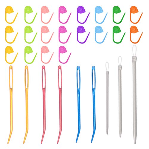 LAMXD Jumbo Bent Tapestry Needle 6PCS Large Eyes Blunt Yarn Needles Knitting Darning Needles Sewing Needles,with 20pcs Crochet Stitch Marker and 3PCS Aluminium Wool Needles for Sewing up Knitting LAMXD Jumbo Bent Tapestry Needle 6PCS Large Eyes Blunt Yarn Needles Knitting Darning Needles Sewing Needles,with 20pcs Crochet Stitch Marker and 3PCS Aluminium Wool Needles for Sewing up Knitting von LAMXD