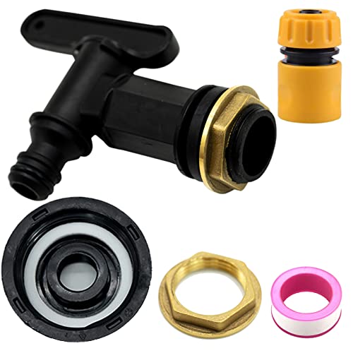 Regentonnen-Wasserhahn mit IBC-Tankadapter S60x6 und Schlauchendanschluss, Kunststoff, Schnappbefestigung, Regentonne, Wasserhahn, 1.9 cm Gewinde, Lagertonne, Garten, Wasseranschlüsse von LAMXD