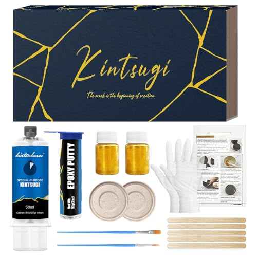 LAMXIN Kintsugi Reparatur Set, Kintsugi Set Reparieren Sie Ihre Aussagekräftige Keramik mit Goldpulver, Starter Repair Ceramic Reparaturset für Anfänger von LAMXIN