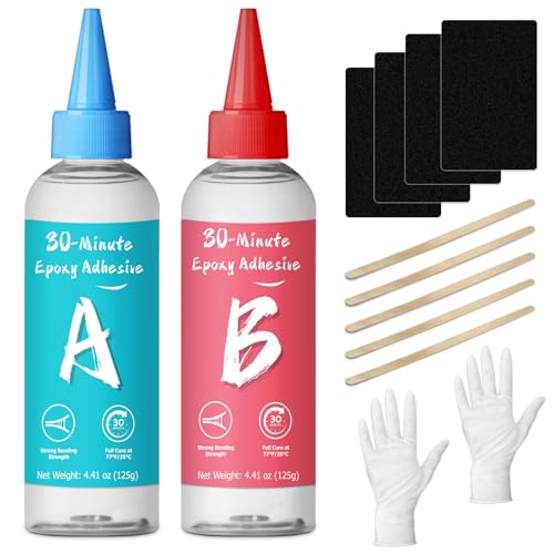 LAMXIN 30 Minutes Epoxy Kleber 250ml, Tough Durable Clear Epoxy Glue Fast Repair, Quick Cure Clear for Metal, Wood, Plastic, Glass, Ceramic von LAMXIN