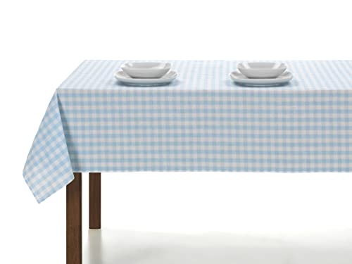 LAN&LAN – Rechteckige, Karierte Tischdecke, Tischtuch für drinnen und draußen; Essen, Garten, Camping, Sand und Picknick. Mit verschieden Größen und Modellen zur Auswahl (Himmelblau, 140 x 140) von LAN&LAN