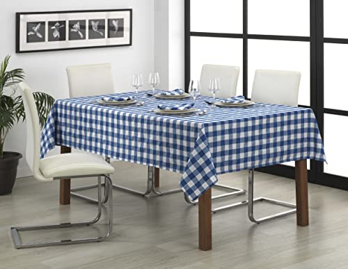 LAN&LAN - Vichy rechteckige Tischdecke, waschbar, herrlich für drinnen und draußen, ideal für Picknicks und Treffen im Freien (140 x 100 cm, Blau) von LAN&LAN