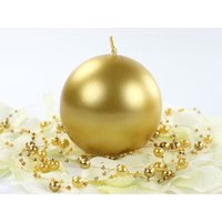 Metallic-Kerze Ball, gold, 8cm (1 Packung / 6 Stück) von LANA DECO