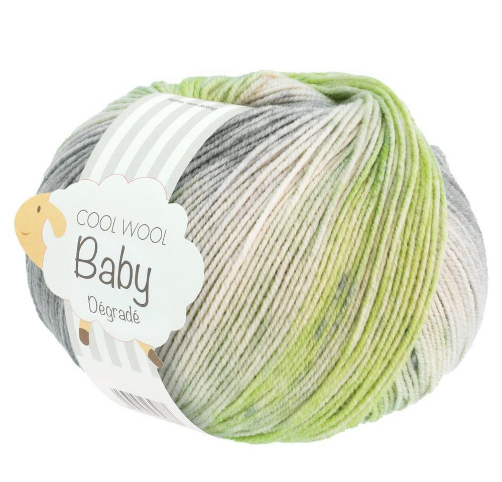 LANA GROSSA Cool Wool Baby Degrade 0524 natur zartgrün silbergrau grau Häkelwolle, 220 m von LANA GROSSA