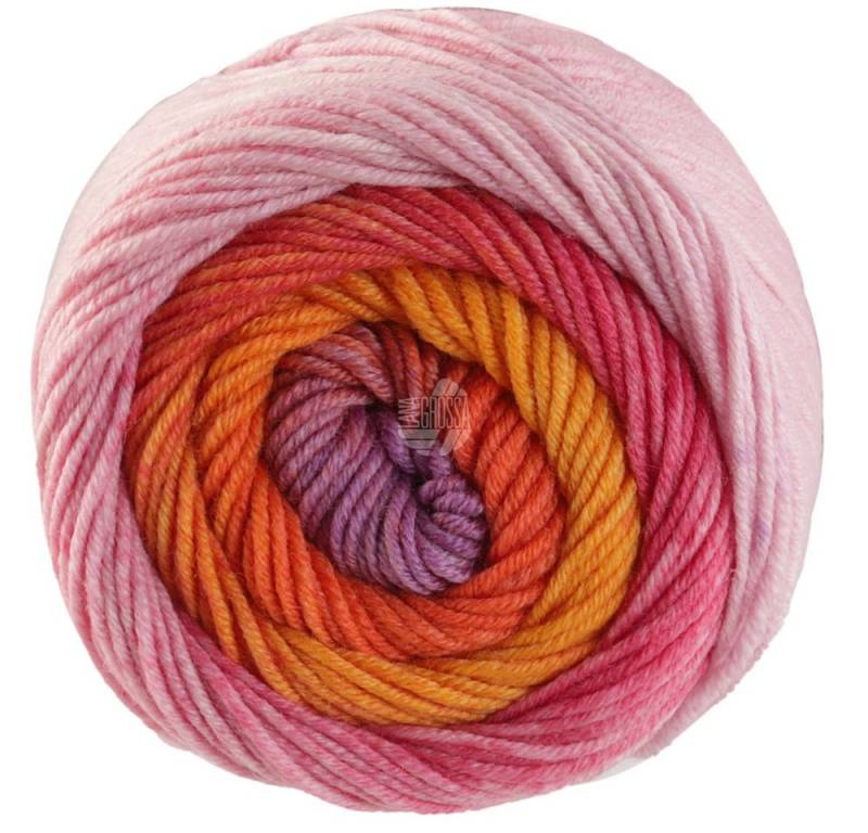LANA GROSSA Cool Wool Big Color 4039 pink orange sandgelb rost graulila Häkelwolle, 240 m von LANA GROSSA