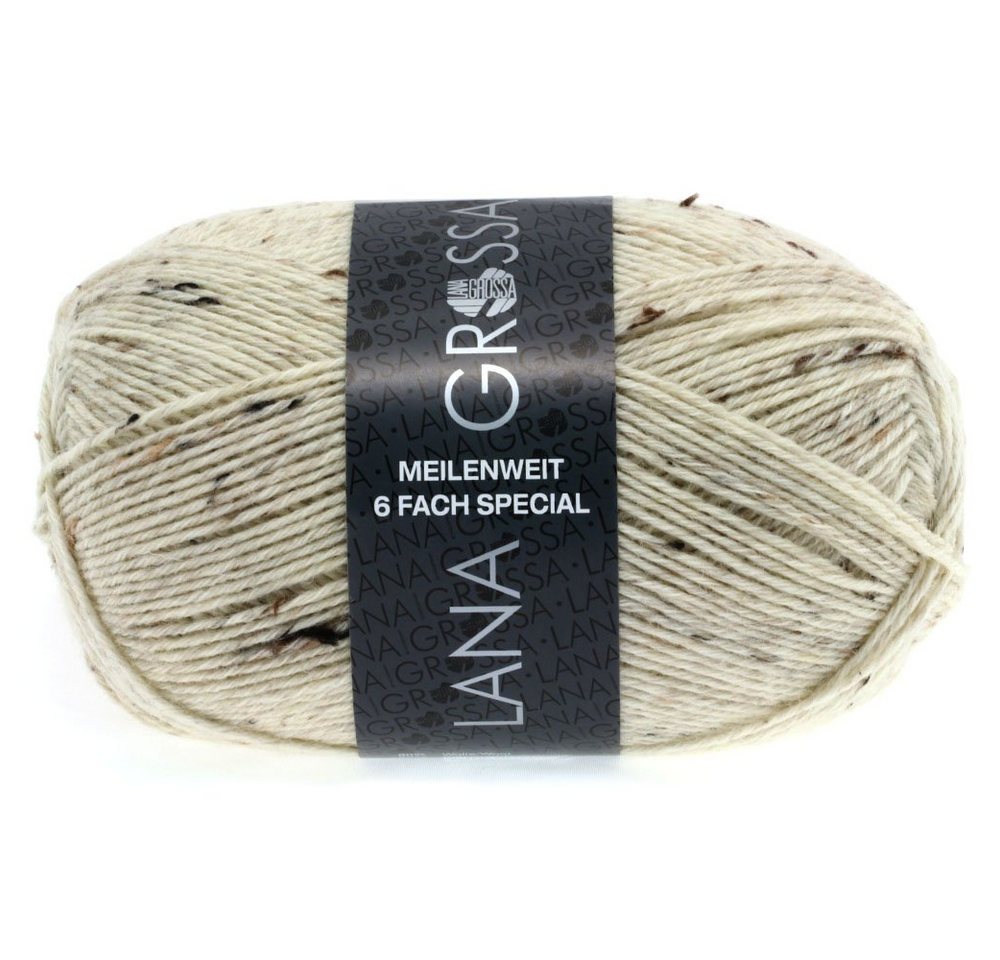 LANA GROSSA Lana Grossa - Meilenweit 6-fach 150g Tweed 8817 natur meliert Häkelwolle, 390 m von LANA GROSSA