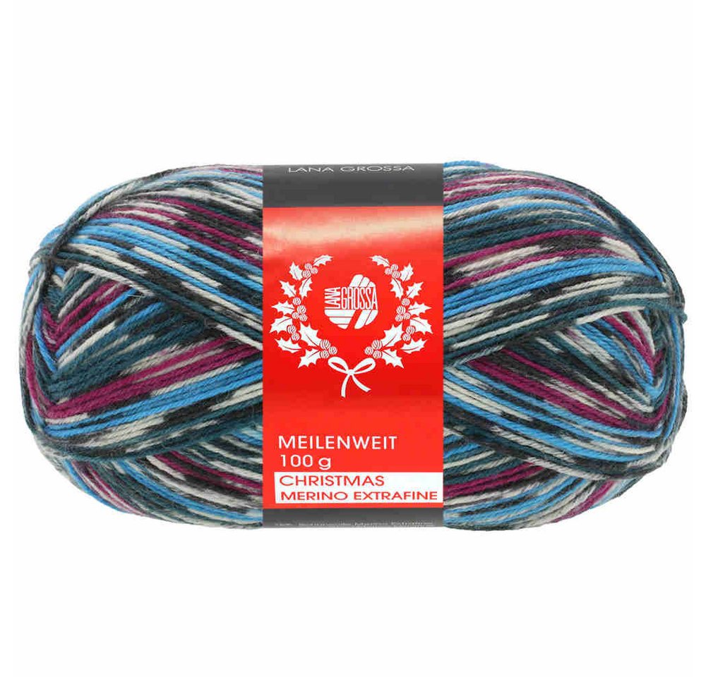 LANA GROSSA MEILENW.100 MERINO CHRISTMAS Häkelwolle, 420 m (100 Gramm), weiche Sockenwolle in Weihnachtsfarben von LANA GROSSA