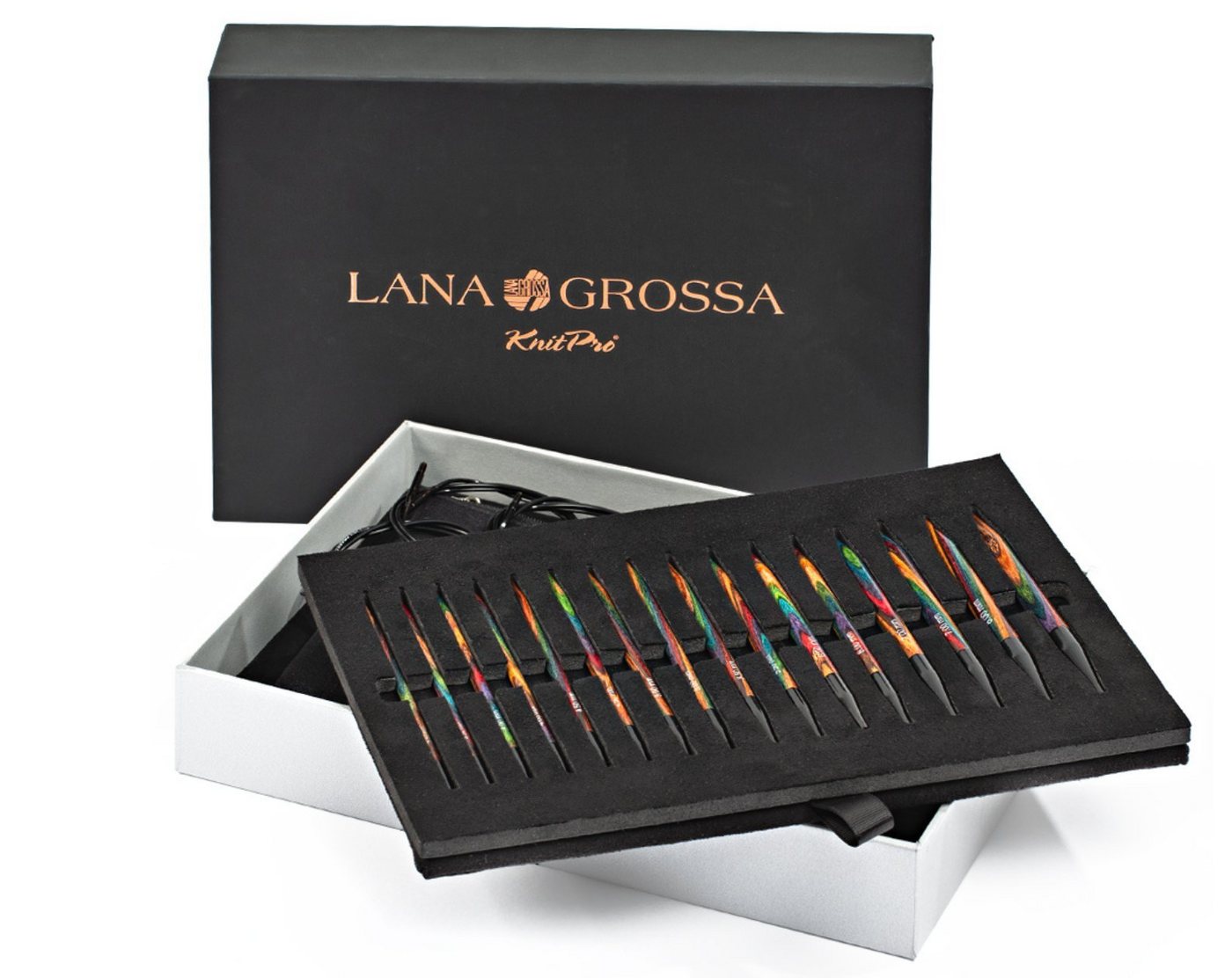 LANA GROSSA Rundstricknadeln VARIO Rundstricknadel-Set DESIGN-HOLZ Multicolor, Stricknadelset mit acht Nadelspitzenpaaren aus Holz 3,5 - 8,0 mm LANA GROSSA Rundstricknadeln VARIO Rundstricknadel-Set DESIGN-HOLZ Multicolor, Stricknadelset mit acht Nadelspitzenpaaren aus Holz 3,5 - 8,0 mm von LANA GROSSA