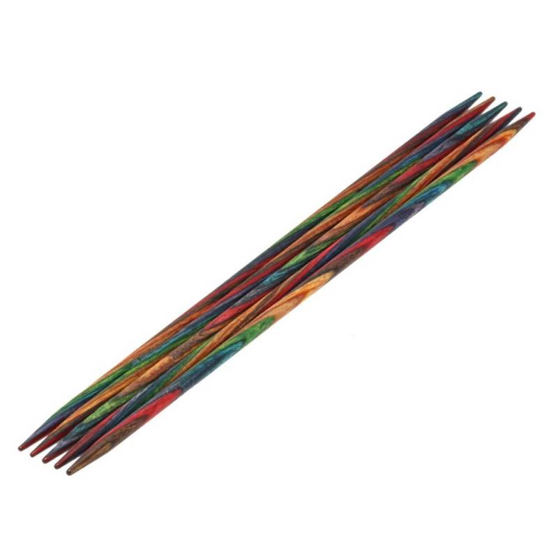 LANA GROSSA Stecknadeln Strumpfstricknadeln DESIGN-HOLZ Multicolor Länge 15cm/20 cm, Nadelspiel in verschiedenen Stärken von LANA GROSSA