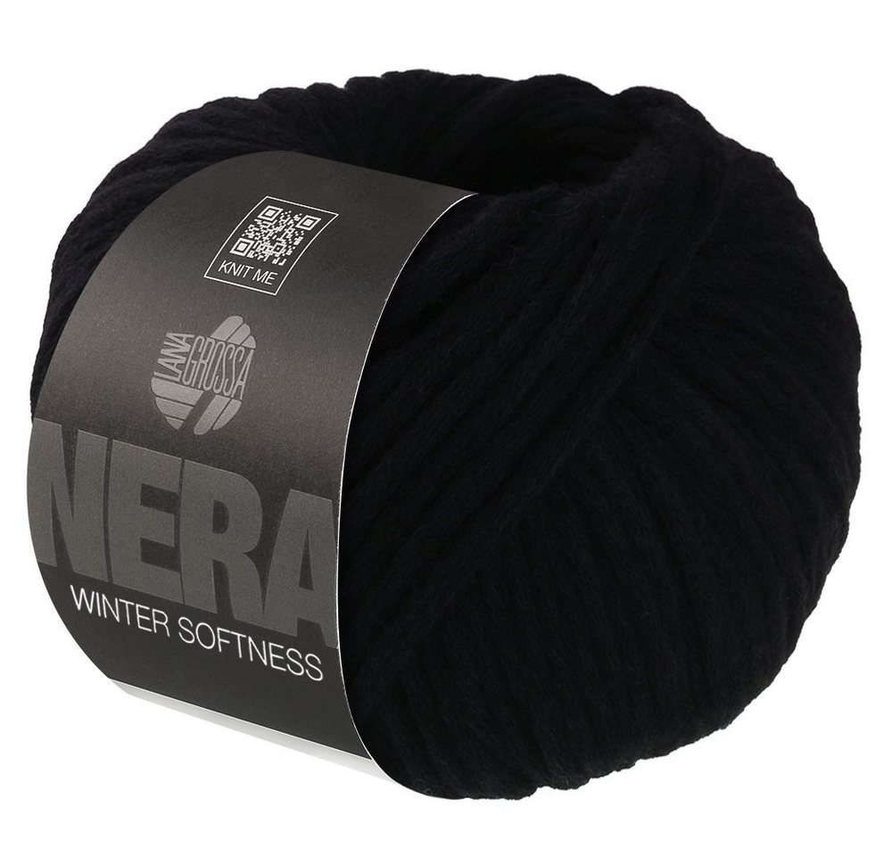 LANA GROSSA WINTER SOFTNESS (NERA) Häkelwolle, 70 m (Zartes Baumwollschlauchgarn, voluminös gefüllt mit flauschigen Merinofasern), 50 g von LANA GROSSA