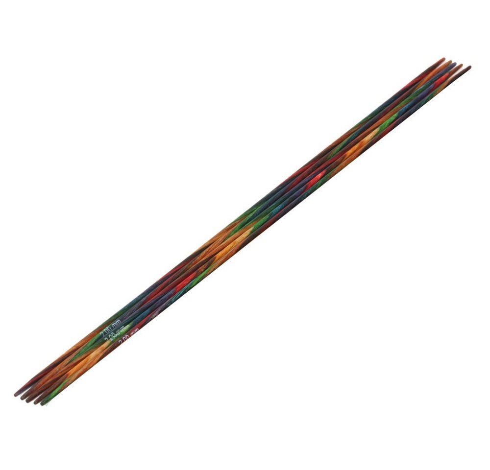 LANA GROSSA Stecknadeln Strumpfstricknadeln DESIGN-HOLZ Multicolor Länge 15cm/20 cm, Nadelspiel in verschiedenen Stärken von LANA GROSSA