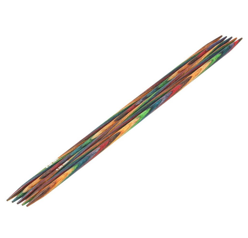 LANA GROSSA Stecknadeln Strumpfstricknadeln DESIGN-HOLZ Multicolor Länge 15cm/20 cm, Nadelspiel in verschiedenen Stärken von LANA GROSSA