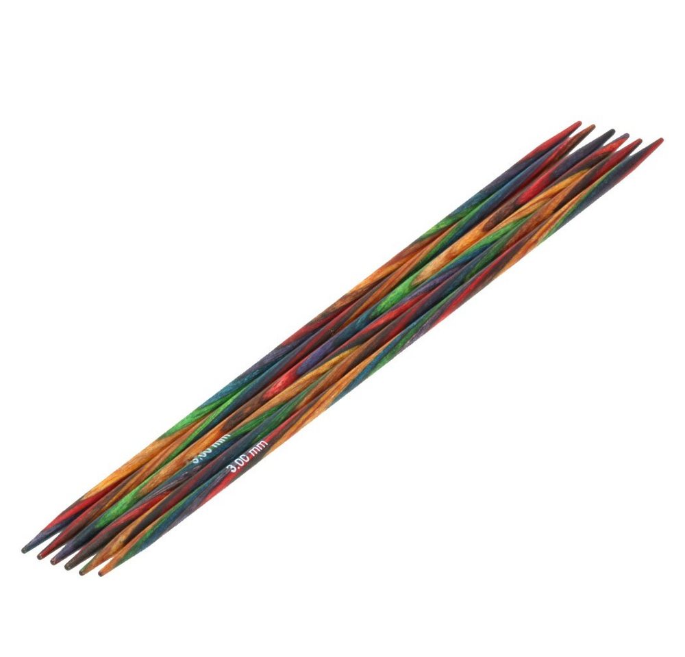 LANA GROSSA Stecknadeln Strumpfstricknadeln DESIGN-HOLZ Multicolor Länge 15cm/20 cm, Nadelspiel in verschiedenen Stärken von LANA GROSSA