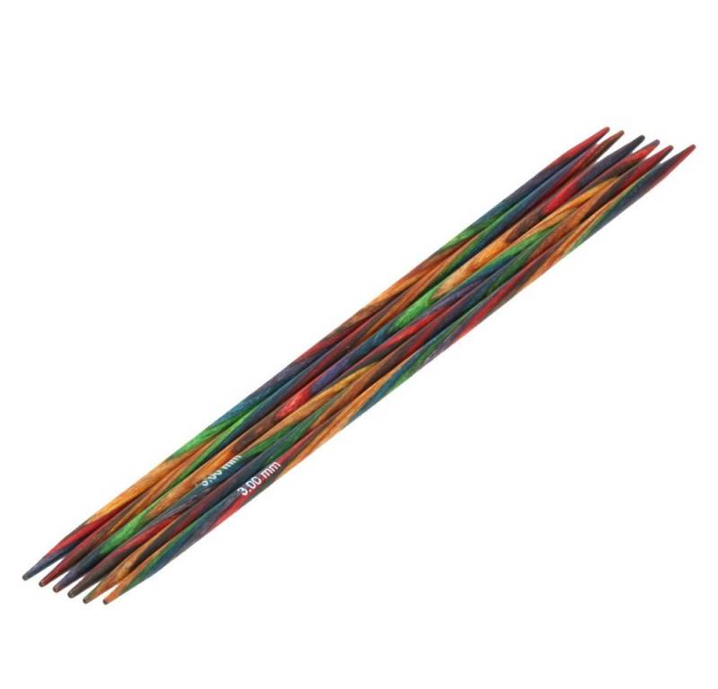 LANA GROSSA Stecknadeln Strumpfstricknadeln DESIGN-HOLZ Multicolor Länge 15cm/20 cm, Nadelspiel in verschiedenen Stärken von LANA GROSSA