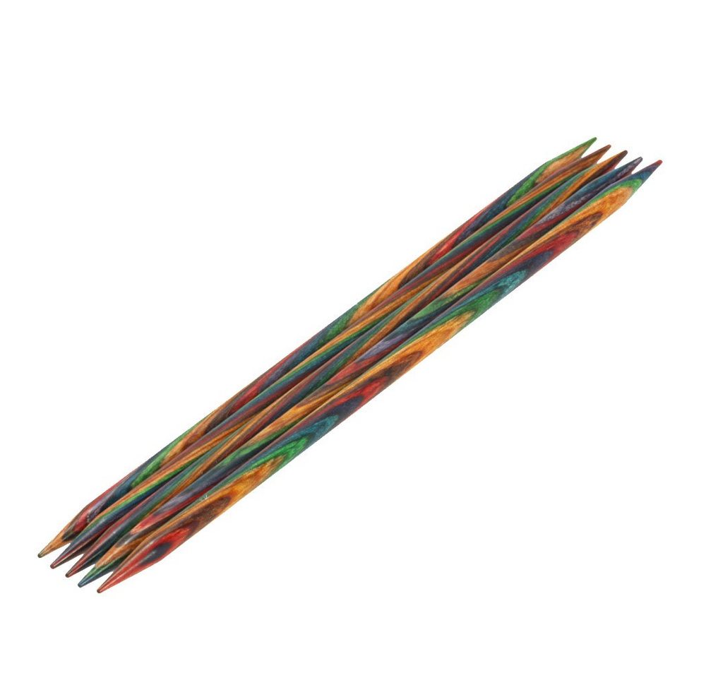 LANA GROSSA Stecknadeln Strumpfstricknadeln DESIGN-HOLZ Multicolor Länge 15cm/20 cm, Nadelspiel in verschiedenen Stärken von LANA GROSSA