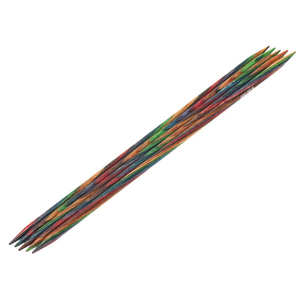 LANA GROSSA Stecknadeln Strumpfstricknadeln DESIGN-HOLZ Multicolor Länge 15cm/20 cm, Nadelspiel in verschiedenen Stärken von LANA GROSSA