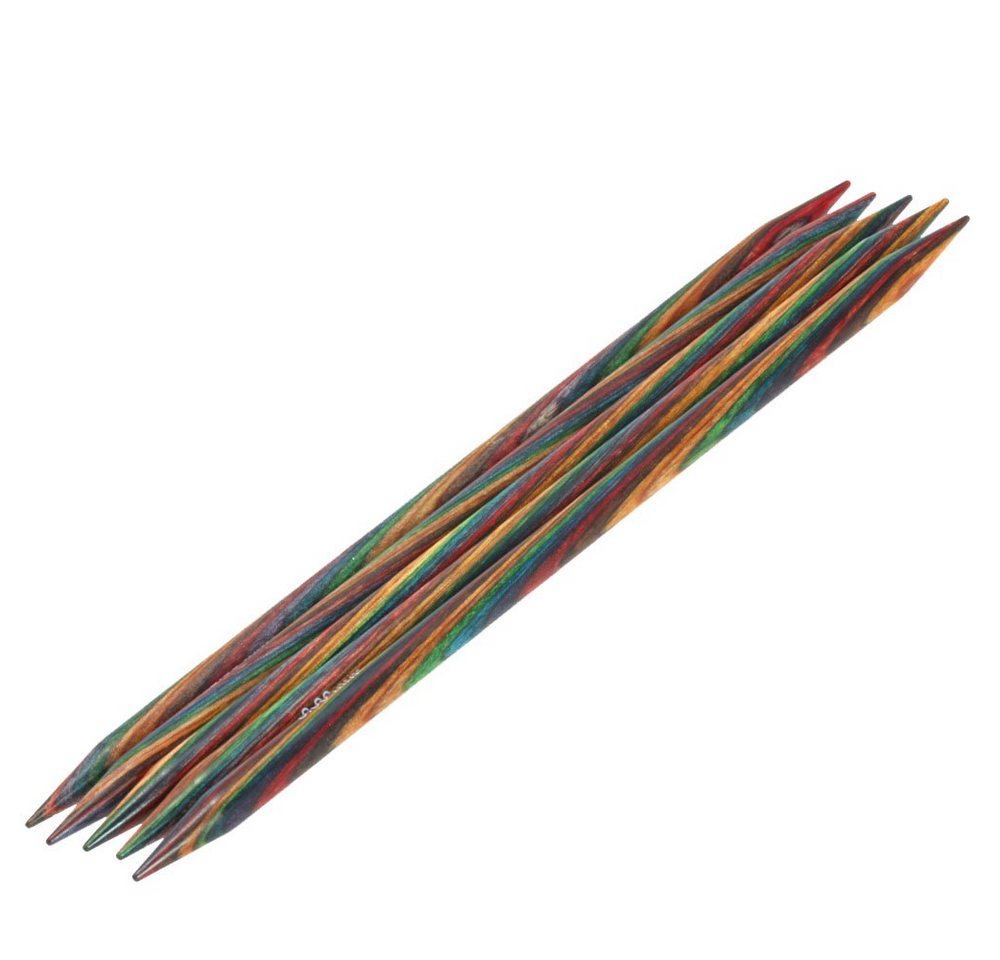 LANA GROSSA Stecknadeln Strumpfstricknadeln DESIGN-HOLZ Multicolor Länge 15cm/20 cm, Nadelspiel in verschiedenen Stärken von LANA GROSSA
