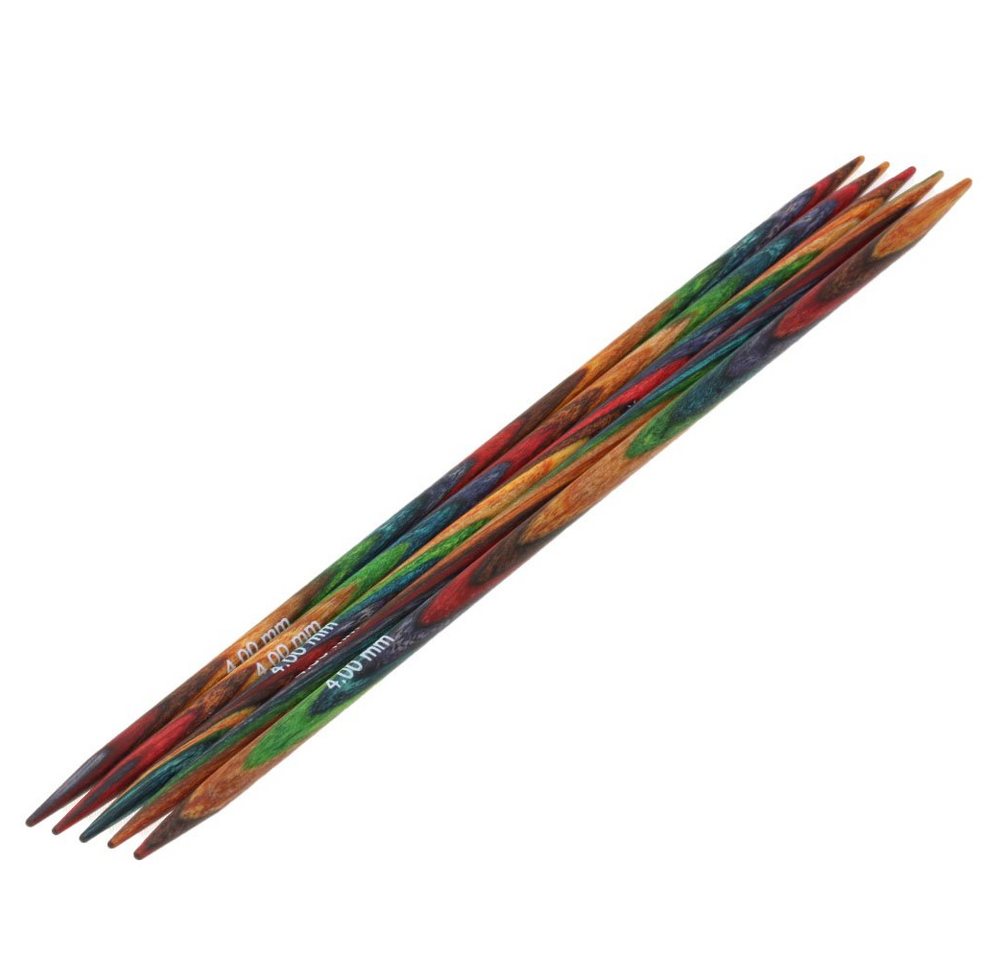 LANA GROSSA Stecknadeln Strumpfstricknadeln DESIGN-HOLZ Multicolor Länge 15cm/20 cm, Nadelspiel in verschiedenen Stärken von LANA GROSSA