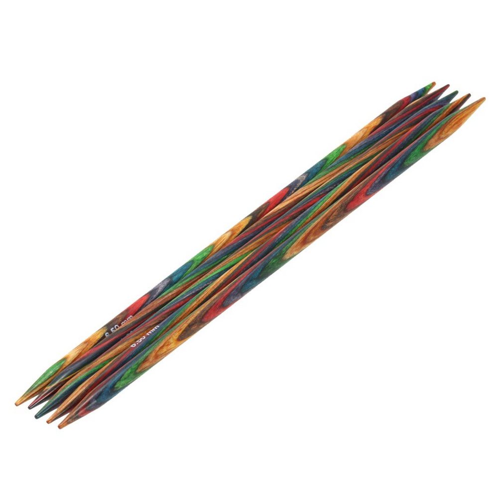 LANA GROSSA Stecknadeln Strumpfstricknadeln DESIGN-HOLZ Multicolor Länge 15cm/20 cm, Nadelspiel in verschiedenen Stärken von LANA GROSSA