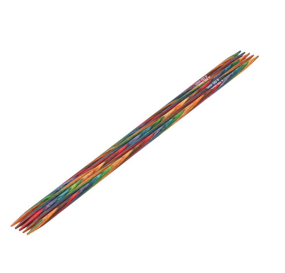 LANA GROSSA Stecknadeln Strumpfstricknadeln DESIGN-HOLZ Multicolor Länge 15cm/20 cm, Nadelspiel in verschiedenen Stärken von LANA GROSSA