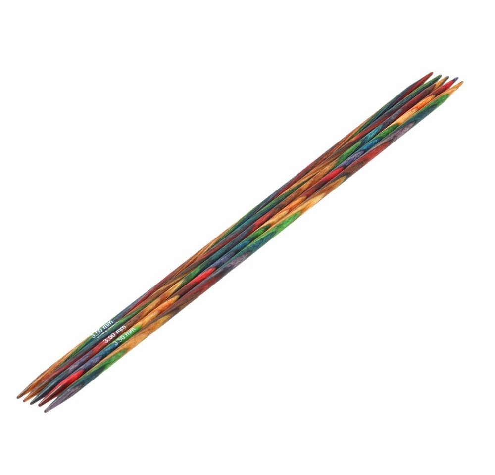 LANA GROSSA Stecknadeln Strumpfstricknadeln DESIGN-HOLZ Multicolor Länge 15cm/20 cm, Nadelspiel in verschiedenen Stärken von LANA GROSSA