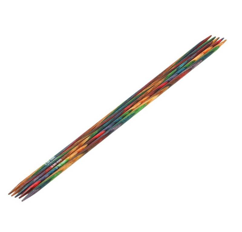 LANA GROSSA Stecknadeln Strumpfstricknadeln DESIGN-HOLZ Multicolor Länge 15cm/20 cm, Nadelspiel in verschiedenen Stärken von LANA GROSSA