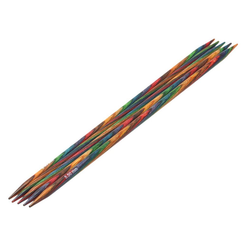 LANA GROSSA Stecknadeln Strumpfstricknadeln DESIGN-HOLZ Multicolor Länge 15cm/20 cm, Nadelspiel in verschiedenen Stärken von LANA GROSSA