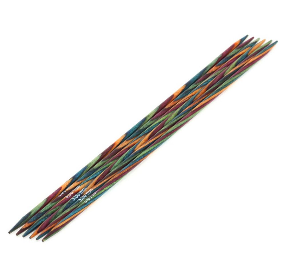 LANA GROSSA Stecknadeln Strumpfstricknadeln DESIGN-HOLZ Multicolor Länge 15cm/20 cm, Nadelspiel in verschiedenen Stärken von LANA GROSSA