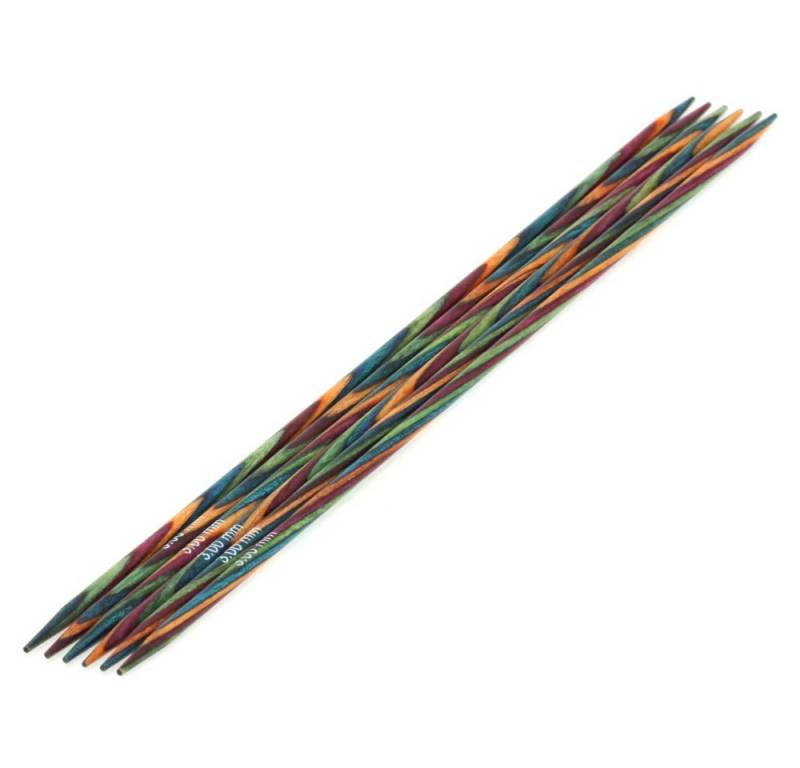 LANA GROSSA Stecknadeln Strumpfstricknadeln DESIGN-HOLZ Multicolor Länge 15cm/20 cm, Nadelspiel in verschiedenen Stärken von LANA GROSSA