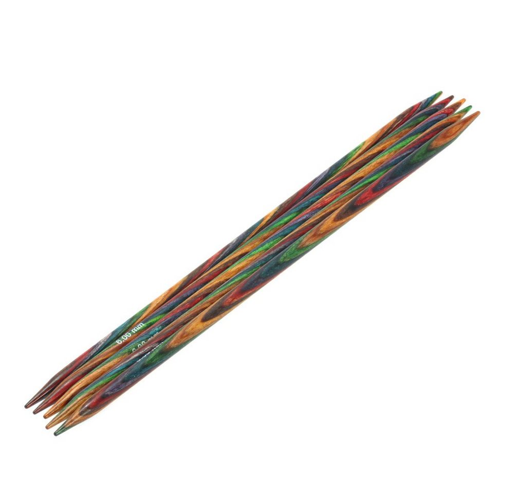 LANA GROSSA Stecknadeln Strumpfstricknadeln DESIGN-HOLZ Multicolor Länge 15cm/20 cm, Nadelspiel in verschiedenen Stärken von LANA GROSSA