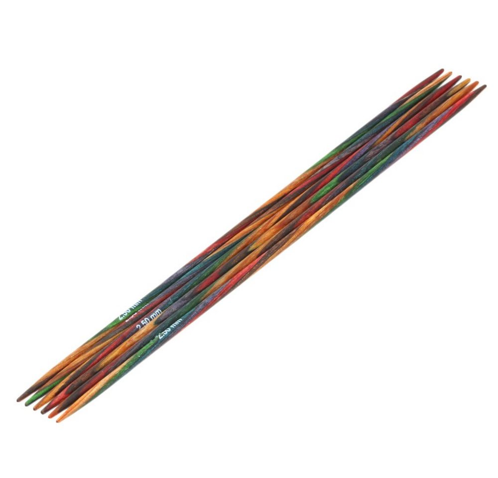LANA GROSSA Stecknadeln Strumpfstricknadeln DESIGN-HOLZ Multicolor Länge 15cm/20 cm, Nadelspiel in verschiedenen Stärken von LANA GROSSA