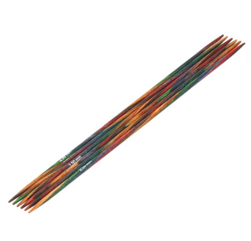 LANA GROSSA Stecknadeln Strumpfstricknadeln DESIGN-HOLZ Multicolor Länge 15cm/20 cm, Nadelspiel in verschiedenen Stärken von LANA GROSSA