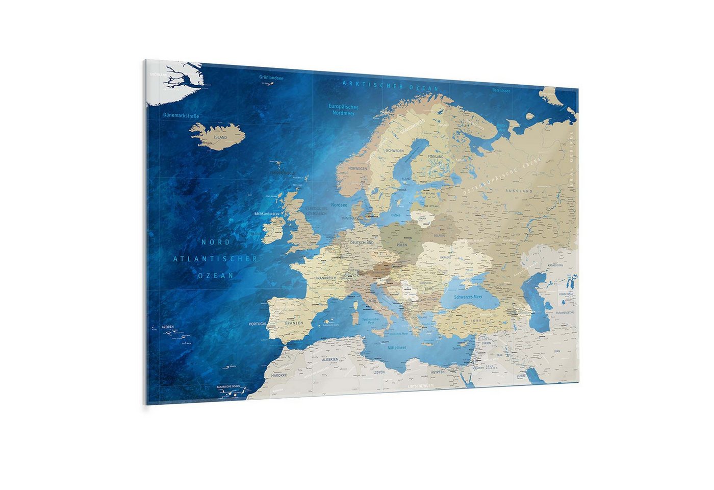 LANA KK Glasbild Europakarte, deutsche Beschriftung von LANA KK