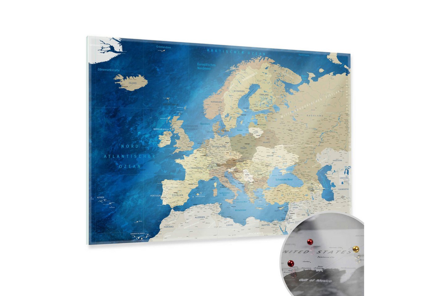 LANA KK Glasbild Europakarte, deutsche Beschriftung LANA KK Glasbild Europakarte, deutsche Beschriftung von LANA KK