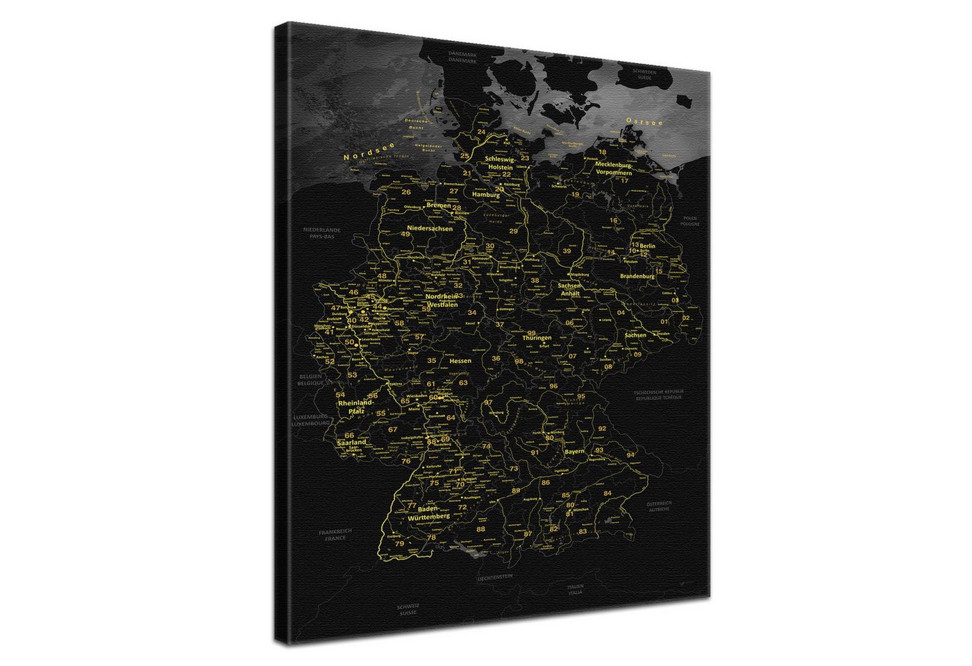 LANA KK Leinwandbild Deutschlandkarte Pinnwand zum markieren von Reisezielen, Leinwandbild LANA KK Leinwandbild Deutschlandkarte Pinnwand zum markieren von Reisezielen, Leinwandbild von LANA KK