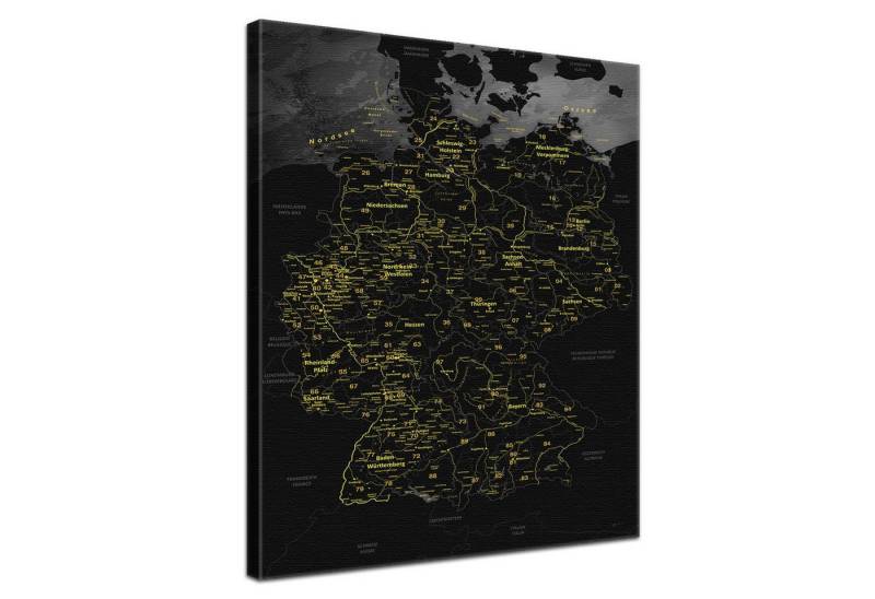 LANA KK Leinwandbild Deutschlandkarte Pinnwand zum markieren von Reisezielen, Leinwandbild von LANA KK