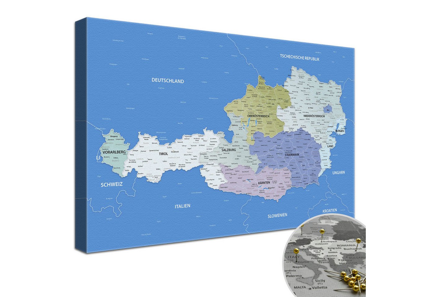 LANA KK Leinwandbild Österreichkarte, deutsche Beschriftung LANA KK Leinwandbild Österreichkarte, deutsche Beschriftung von LANA KK