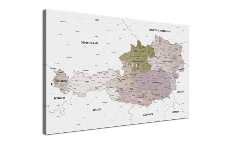 LANA KK Leinwandbild Österreichkarte, deutsche Beschriftung LANA KK Leinwandbild Österreichkarte, deutsche Beschriftung von LANA KK