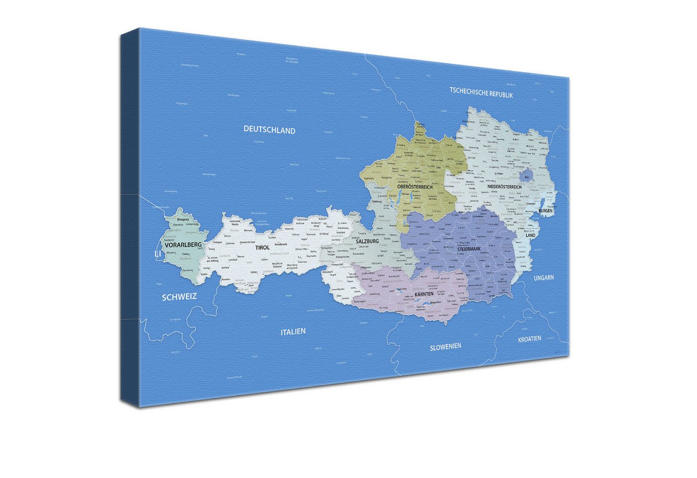 LANA KK Leinwandbild Österreichkarte, deutsche Beschriftung von LANA KK