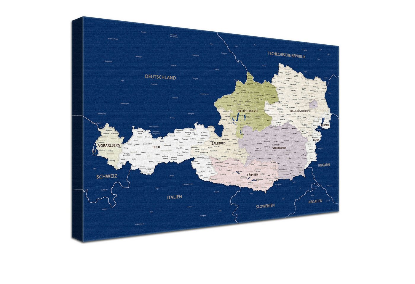 LANA KK Leinwandbild Österreichkarte, deutsche Beschriftung von LANA KK
