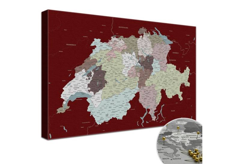 LANA KK Leinwandbild Schweizkarte, deutsche Beschriftung LANA KK Leinwandbild Schweizkarte, deutsche Beschriftung von LANA KK