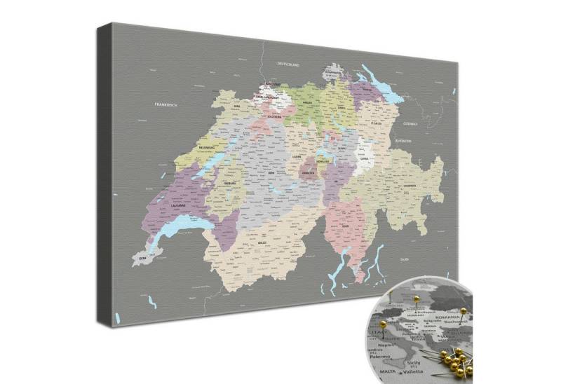 LANA KK Leinwandbild Schweizkarte, deutsche Beschriftung LANA KK Leinwandbild Schweizkarte, deutsche Beschriftung von LANA KK