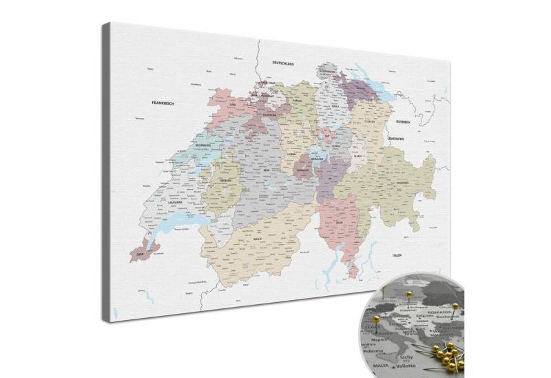 LANA KK Leinwandbild Schweizkarte, deutsche Beschriftung LANA KK Leinwandbild Schweizkarte, deutsche Beschriftung von LANA KK