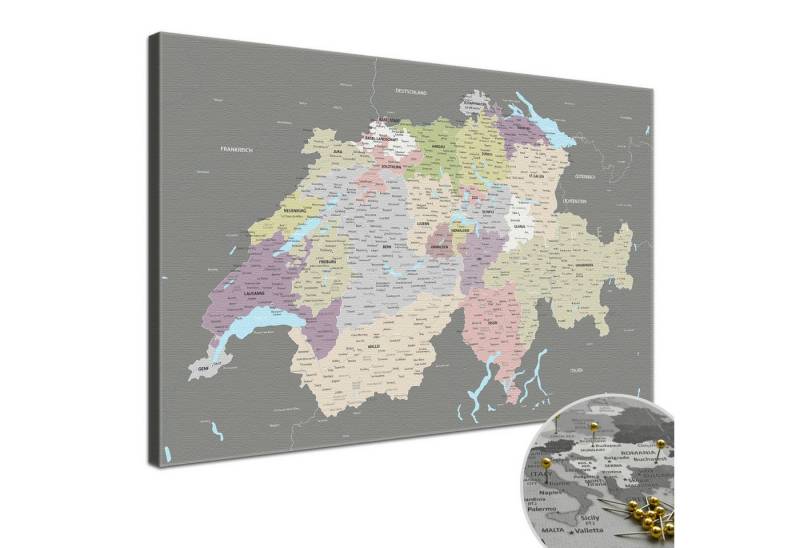 LANA KK Leinwandbild Schweizkarte, deutsche Beschriftung LANA KK Leinwandbild Schweizkarte, deutsche Beschriftung von LANA KK