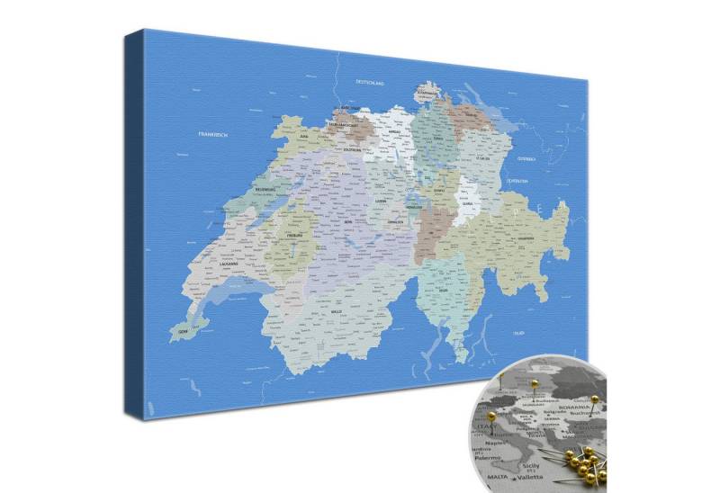 LANA KK Leinwandbild Schweizkarte, deutsche Beschriftung LANA KK Leinwandbild Schweizkarte, deutsche Beschriftung von LANA KK