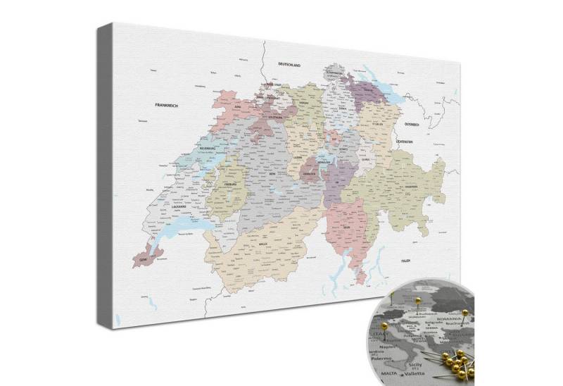 LANA KK Leinwandbild Schweizkarte, deutsche Beschriftung LANA KK Leinwandbild Schweizkarte, deutsche Beschriftung von LANA KK