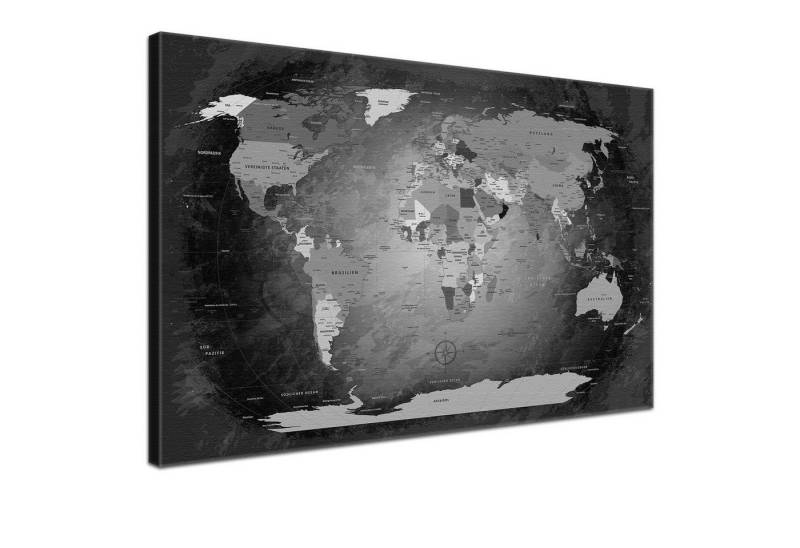 LANA KK Leinwandbild Weltkarte Pinnwand zum markieren von Reisezielen, deutsche Beschriftung LANA KK Leinwandbild Weltkarte Pinnwand zum markieren von Reisezielen, deutsche Beschriftung von LANA KK