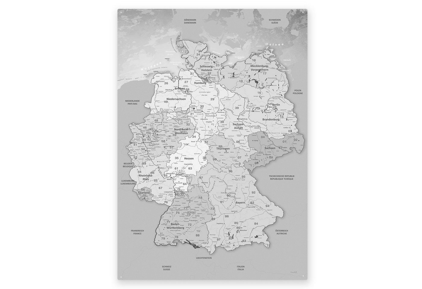 LANA KK Metallschild magnetische Deutschlandkarte Blechschild XXL, deutsche Beschriftung von LANA KK