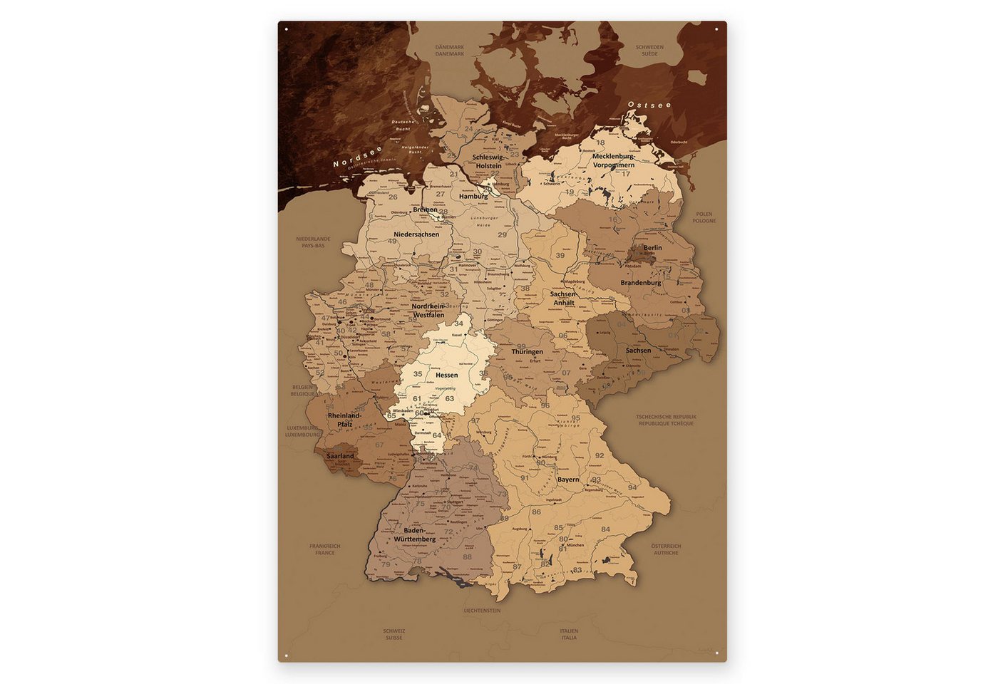 LANA KK Metallschild magnetische Deutschlandkarte Blechschild XXL, deutsche Beschriftung von LANA KK